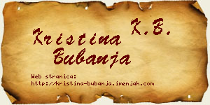 Kristina Bubanja vizit kartica